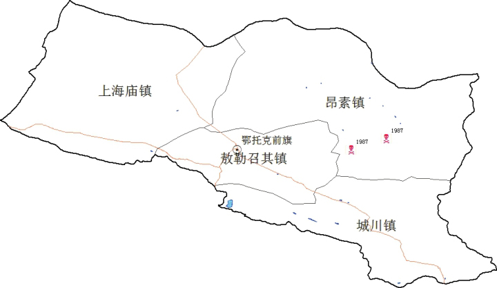 图3-4-8 鄂尔多斯市鄂托克前旗人间鼠疫疫点示意图