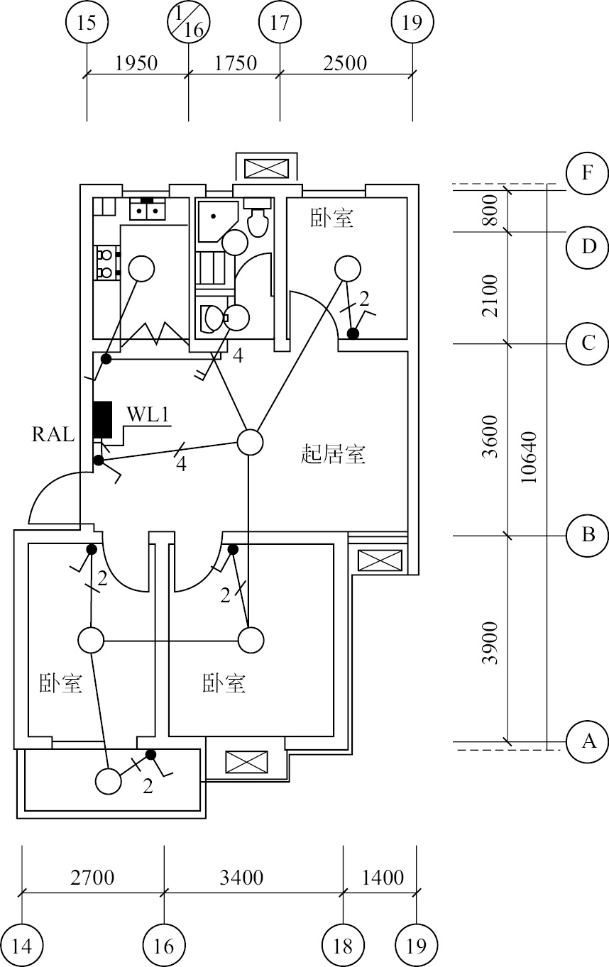 图1-2 标准户型照明平面图