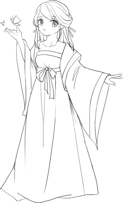 四 画出衣服部分.