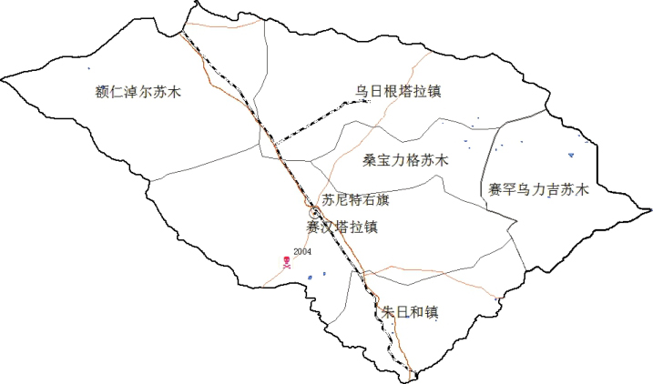 图3-4-19 锡林郭勒盟苏尼特右旗人间鼠疫疫点示意图
