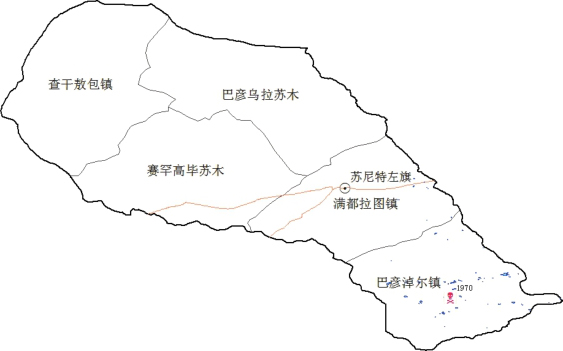 图3-4-18 锡林郭勒盟苏尼特左旗人间鼠疫疫点示意图