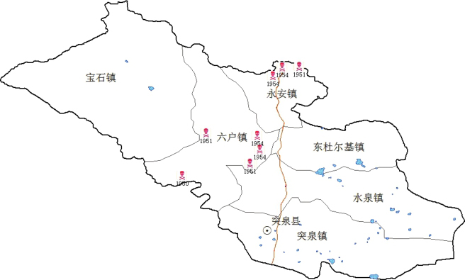 图3-4-22 兴安盟突泉县人间鼠疫疫点示意图