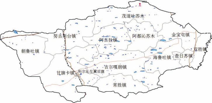 图3-4-11 通辽市科尔沁左翼后旗人间鼠疫疫点示意图