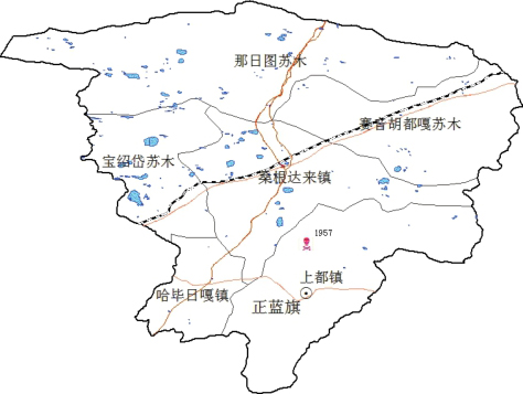 图3-4-17 锡林郭勒盟正蓝旗人间鼠疫疫点示意图