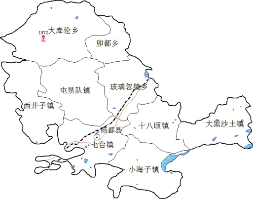 图3-4-15 乌兰察布市商都县人间鼠疫疫点示意图