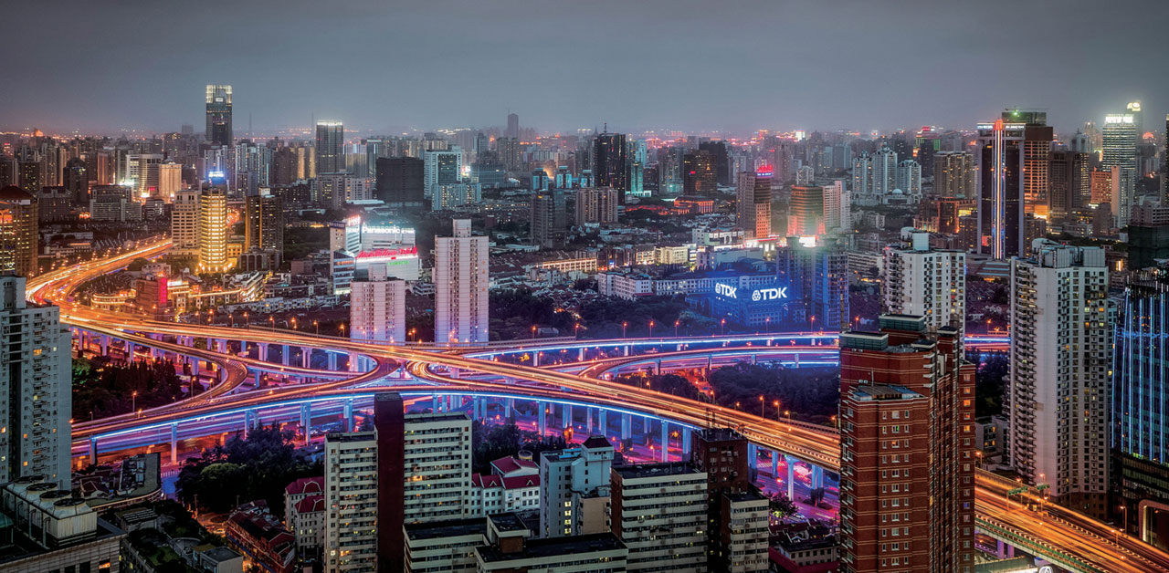 上海内环高架俯瞰夜景