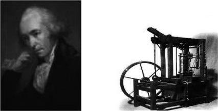 图1-67英国科学家瓦特和他所发明的蒸汽机
