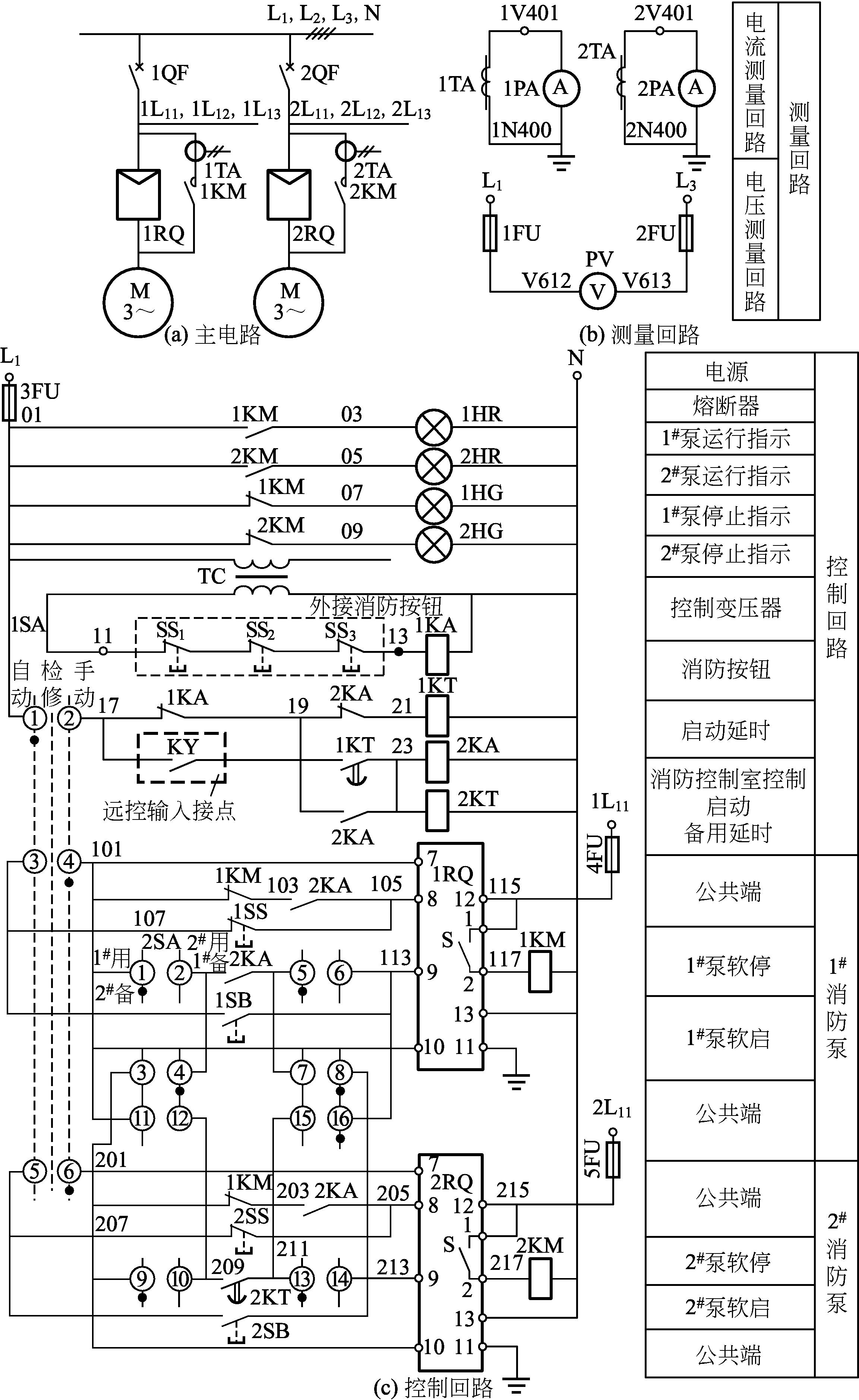 消防泵直接启动接线图图片