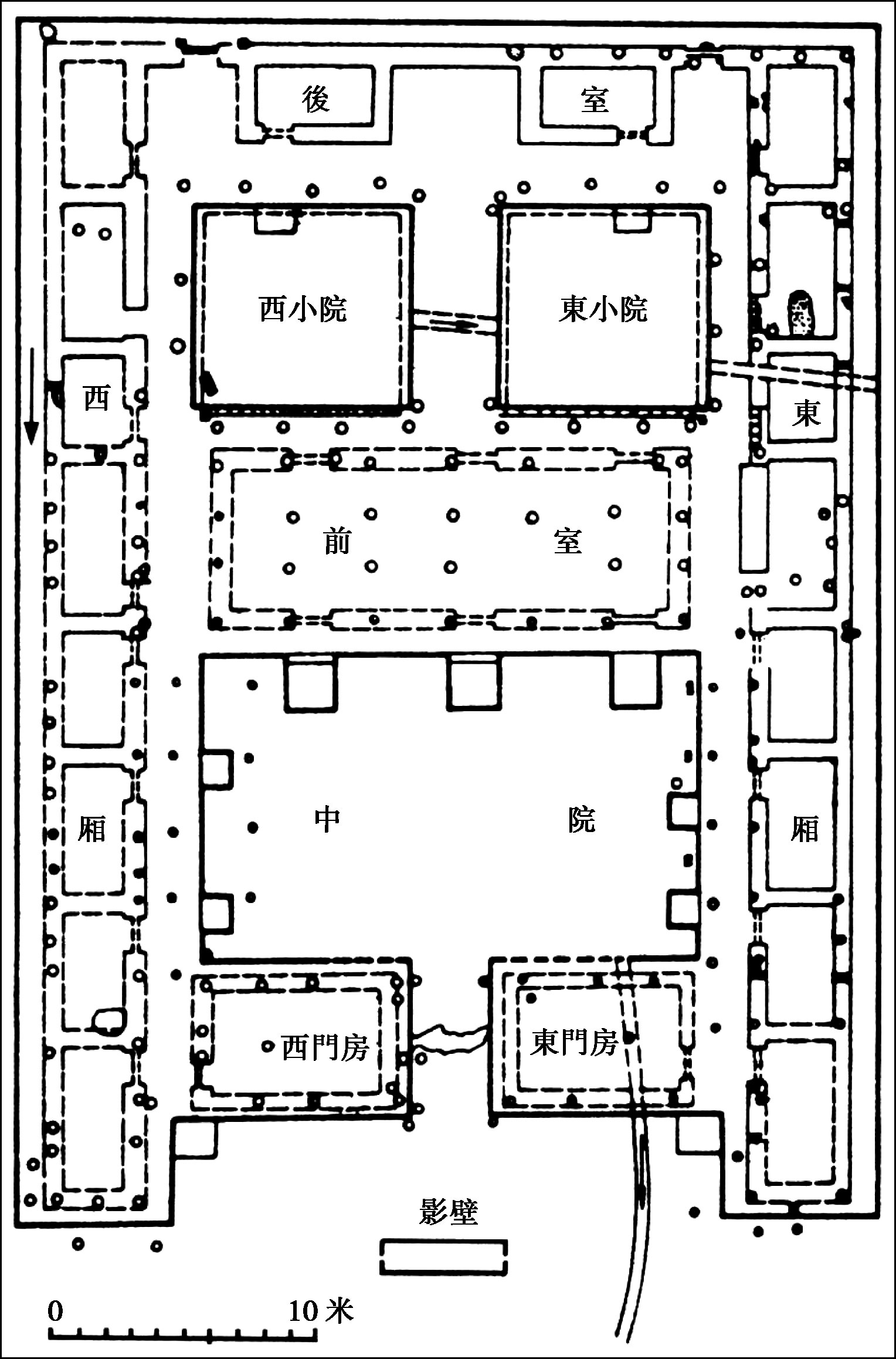 图十九 周原凤雏甲组建筑基址平面图