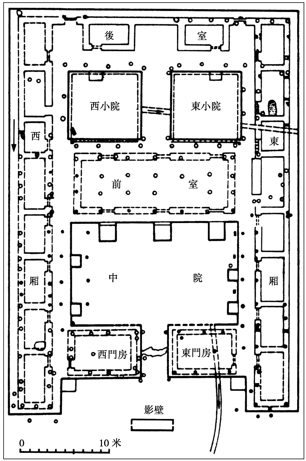 图一九 周原凤雏甲组建筑基址平面图