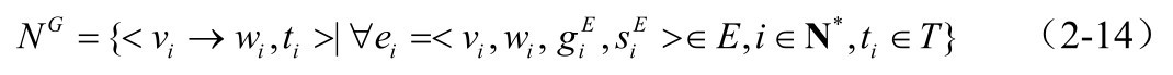 NG={＜vi→wi,ti＞|∀ei=＜vi,wi,giE,siE＞∈E,i∈N *,ti∈T} （2-14）