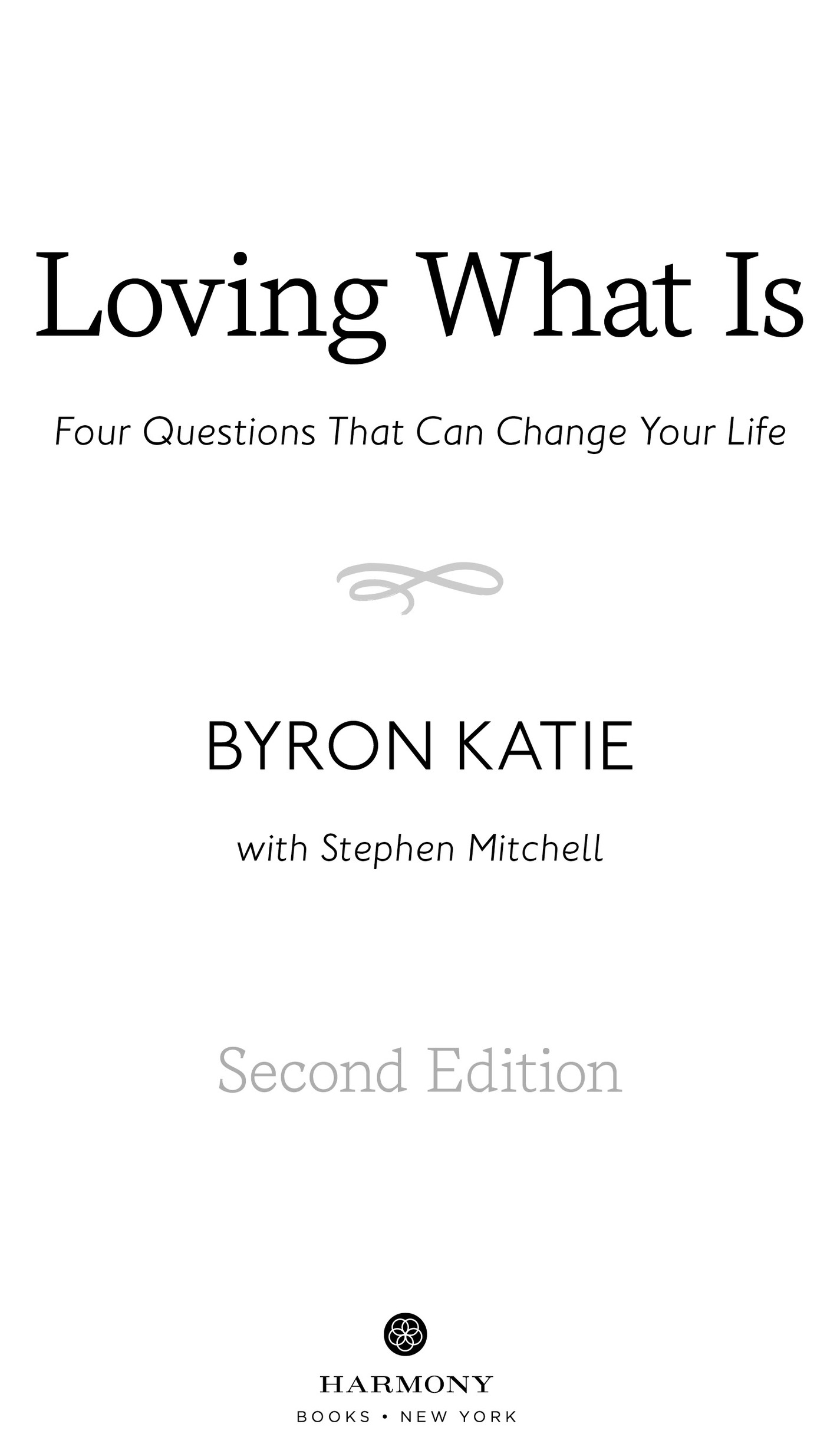 Book Title, Loving What Is, Revised Edition, Subtitle, Four Questions That Can Change Your Life, Author, Byron Katie and Stephen Mitchell, Imprint, Harmony