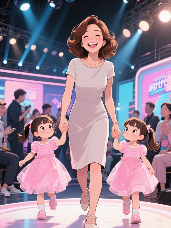 丁克二十五年,妻子带双胞胎女儿上综艺