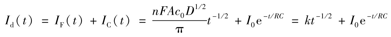 Id（t）= IF（t）+IC（t）= nFAc0D1 2π t-1/2 +I0e-t/RC = kt-1/2 +I0 e-t/RC